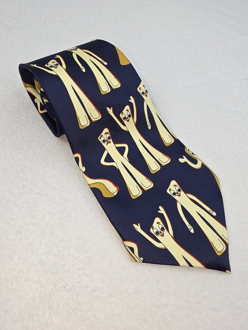 Rene Chagal Novelty Navy Blue Tie with Yellow Gumby Cartoon Pattern BM-3985